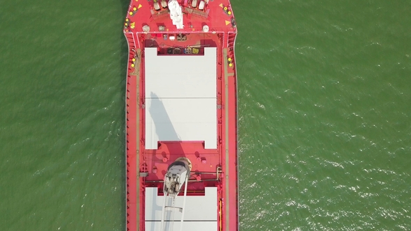 Aerial Shot of Big Ship in Sea
