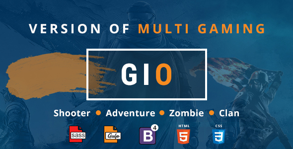 GIO - Gaming Community Forum With Team Tournament Shooter Clan Adventure and Zombie Game Template