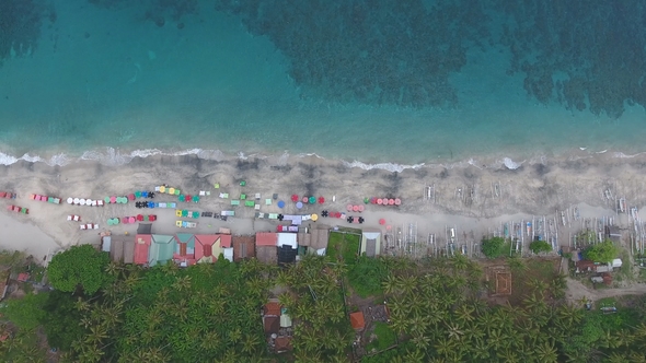 Recreation Area with Umbrellas on Beach in Bali