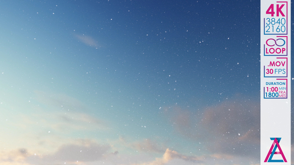 Cumulus Clouds and Snow on the Light Blue Sky alt