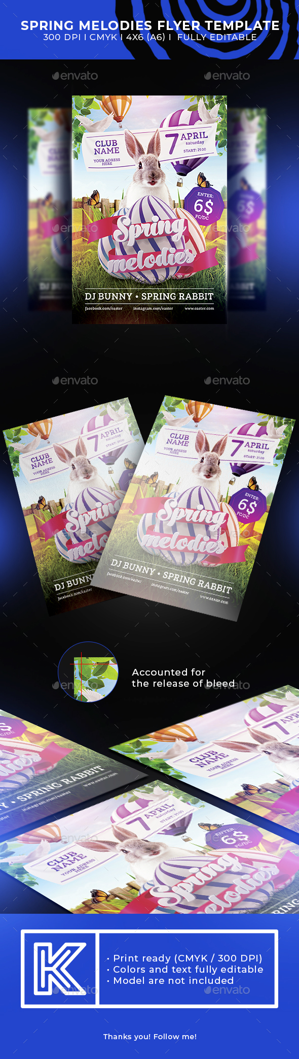 Spring melodies flyer template