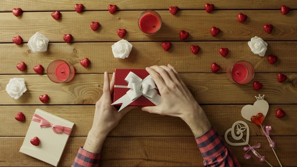 Adult Man Gets Fidget Spinner As Valentine Day Gift, Top View