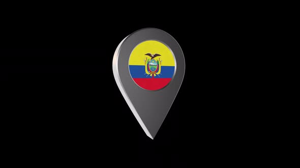 3d Animation Map Navigation Pointer With Ecuador Flag With Alpha Channel  - 2K