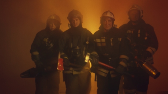 Firefighters after Fire Extinguishing