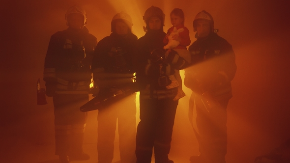 Firefighters with Rescued Child