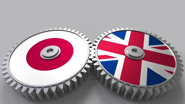 Flags of Japan and The United Kingdom on Meshing Gears alt