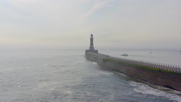 Roker Pier and Lighthouse in Sunderland at the Mouth of the Harbour