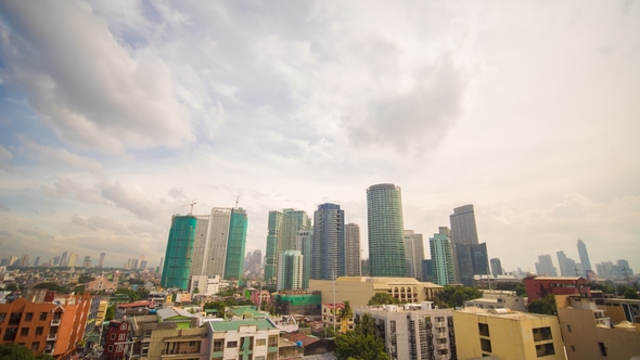 Manila Skyscrapers in the Cloudy Evening