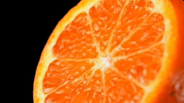 Juicy, Refreshing Tangerine Cut Slowly Rotates