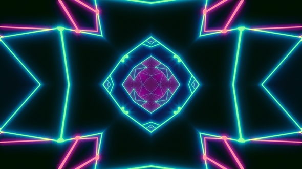 Disco Shows a Kaleidoscope Background - Seamless Flight in a Retro 80s Tunnel