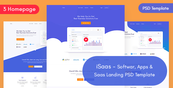 iSaas-oprogramowanie, aplikacja, szablon PSD Landing Saas