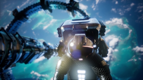 Astronaut and International Space Station alt