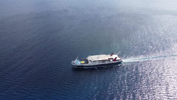 Passenger Ship Departing From Port with Destination Greek Islands