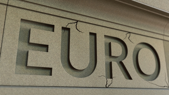 Cracking EURO Word on the Stone Facade alt