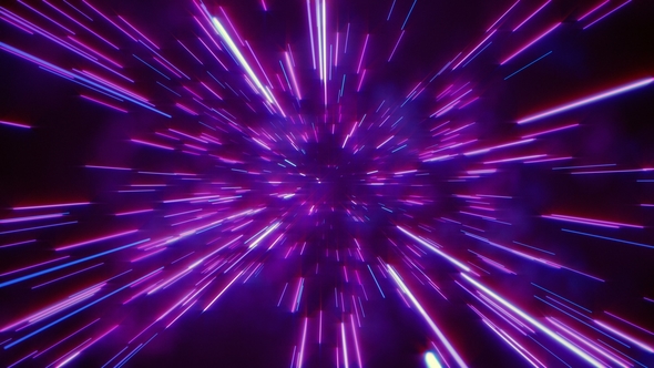 Abstract Retro of Warp or Hyperspace Motion in Blue Purple Star Trail