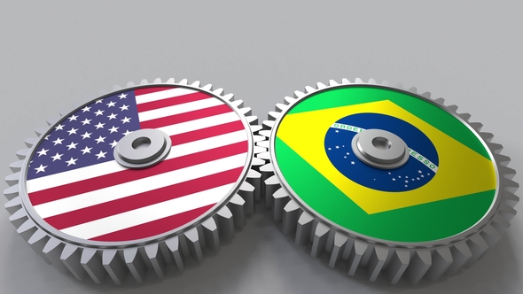 Flags of the USA and Brazil on Meshing Gears alt
