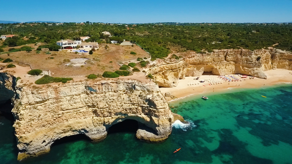 Drone View of Praia da Marinha, Algarve Region, Portugal - Part 3