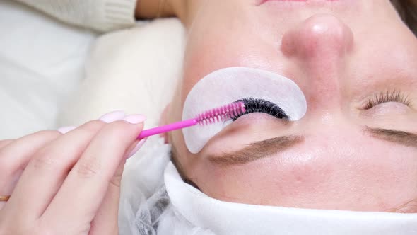 Closeup Eyelash Extension Procedure