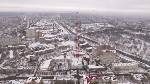 Approaching To a Tv Tower in Daytime in Winter alt