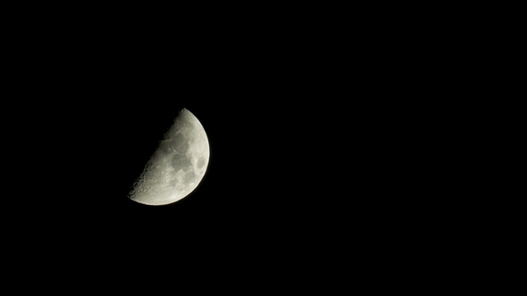 Natural Night Background with Dark Sky and Half Moon