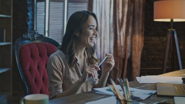 Excited Business Woman Enjoy Good News Seen on Laptop Screen in Office