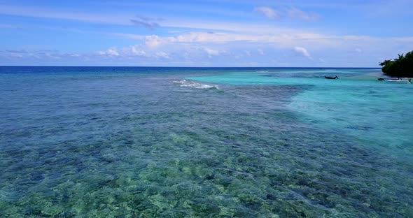 Luxury flying abstract view of a summer white paradise sand beach and blue ocean background in hi re