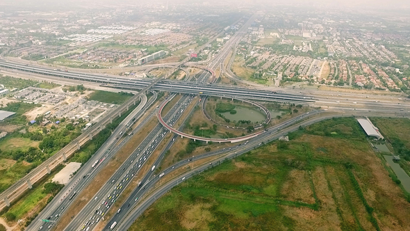 Aerial view above Motorway & Ring Roads 02