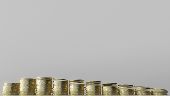 Growing Bar Chart Made of Coin Stacks alt