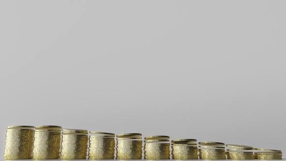 Shrinking Bar Chart Made of Coin Stacks alt