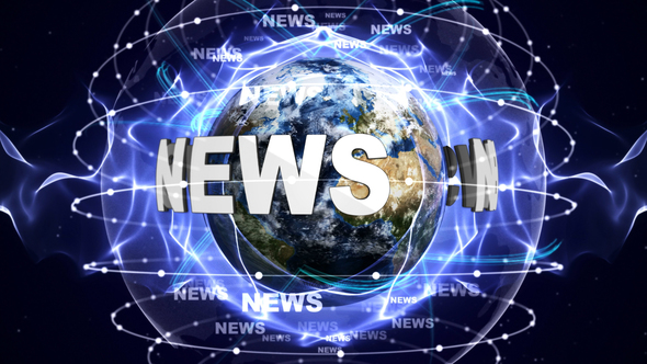 NEWS Text and Earth, Animation, Background, Loop