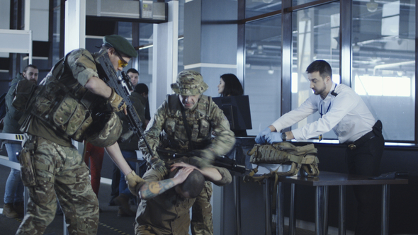 Airport Security Apprehending a Suspect