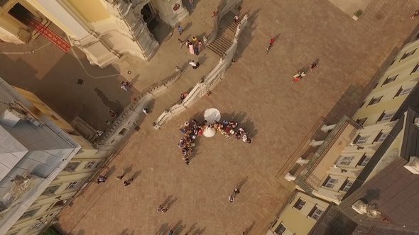 Aerial View of St. George's Cathedral on the Day of the Wedding. Lviv Ukraine