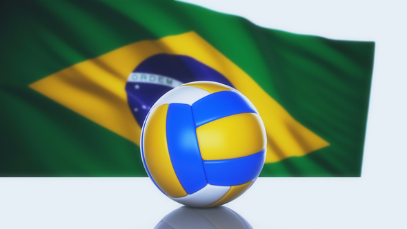 Volleyball Ball with Brazil Flag alt