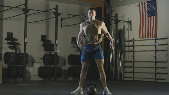 Man in Weight Vest Training with Weight Vest