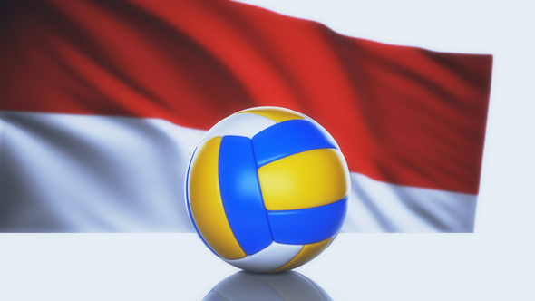 Volleyball Ball with Indonesia Flag alt