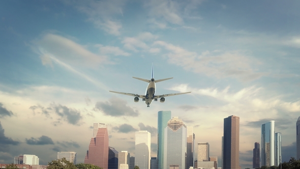 Airplane Landing Houston USA