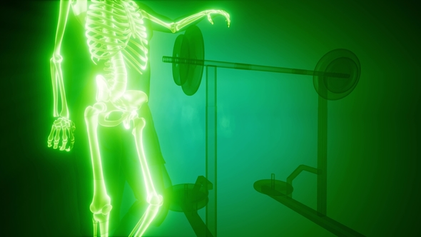 Man in Gym Room with Visible Bones alt