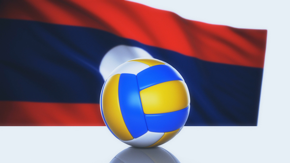 Volleyball Ball with Laos Flag alt