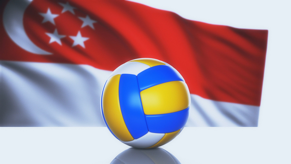 Volleyball Ball with Singapore Flag alt