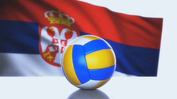 Volleyball Ball with Serbia Flag alt