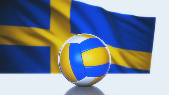 Volleyball Ball with Sweden Flag alt