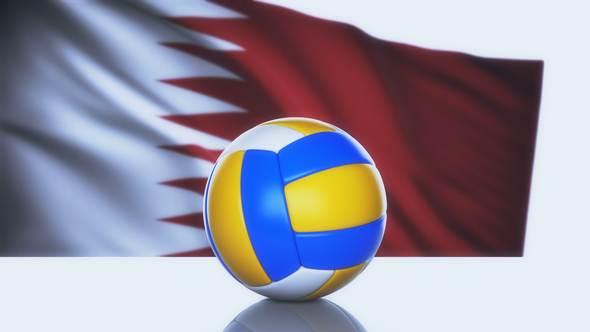 Volleyball Ball with Qatar Flag alt
