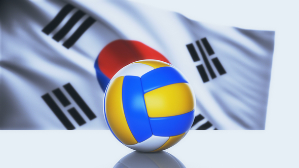 Volleyball Ball with South Korea Flag alt