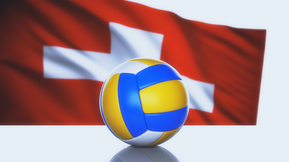 Volleyball Ball with Switzerland Flag alt