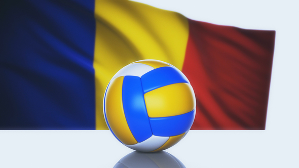 Volleyball Ball with Romania Flag alt