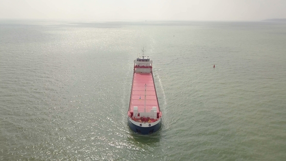 Aerial Shot of Big Ship in Sea