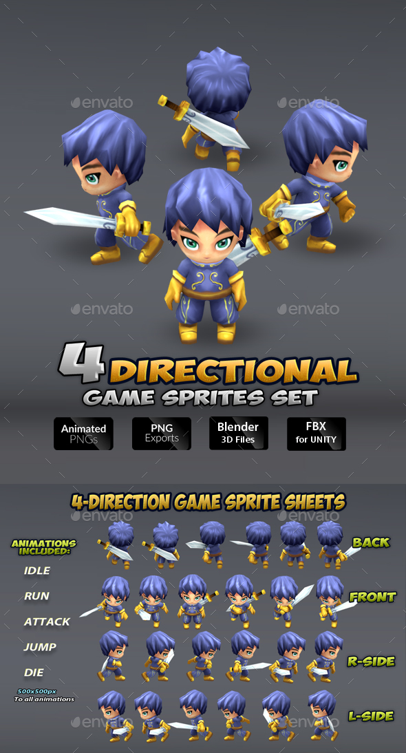 4- Directional Game Sprites Set