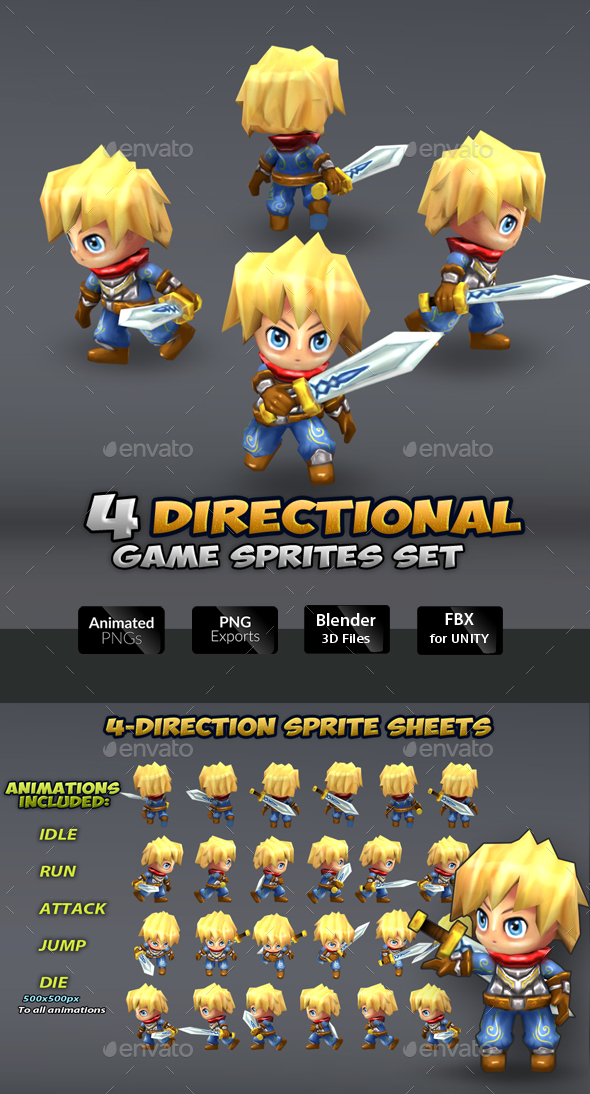 4-Directional Game Character Sprites
