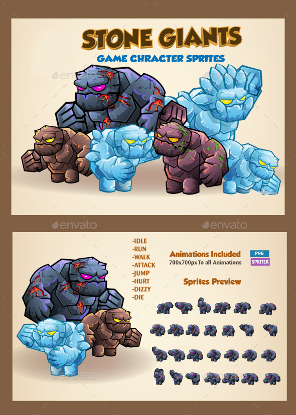 Stone Giants Game Character Sprites
