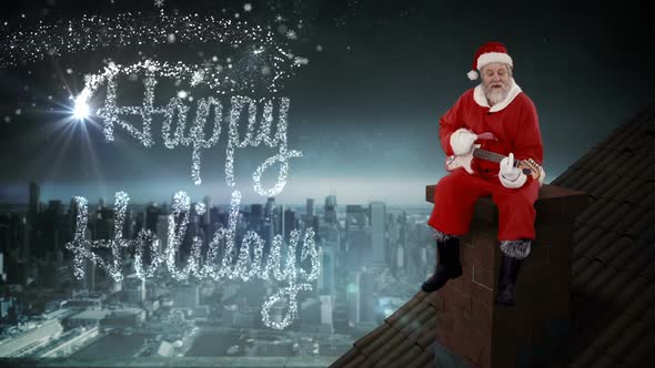 Santa claus sitting on a chimney